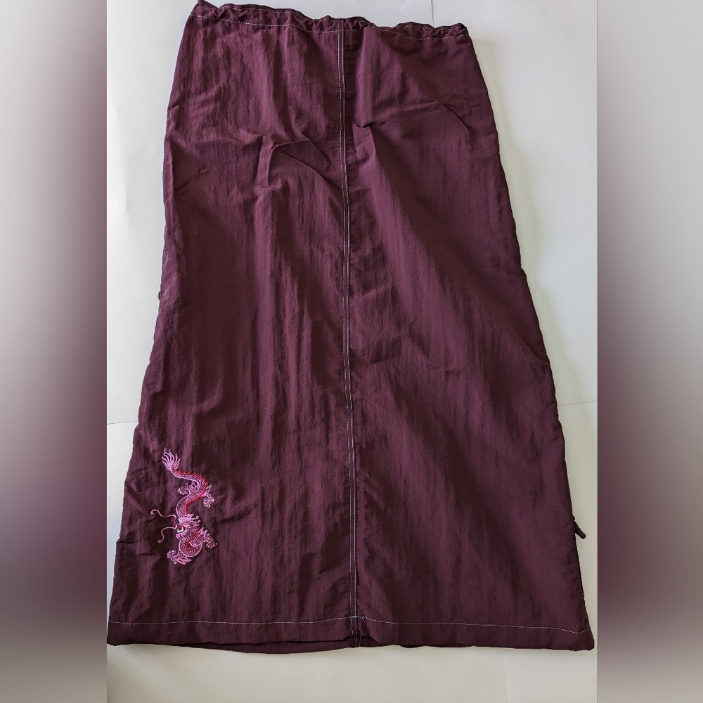 VTG 90s Y2K Parachute DRAGON Grunge Asian Streetwear Yuki Skirt SZ L/XL Pink